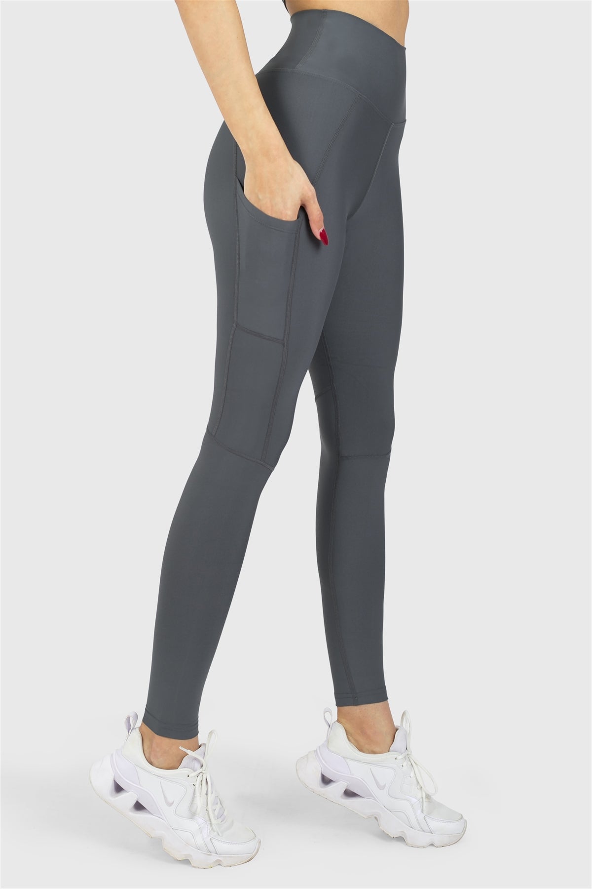 Yüksek Bel Cepli Füme Spor Tayt