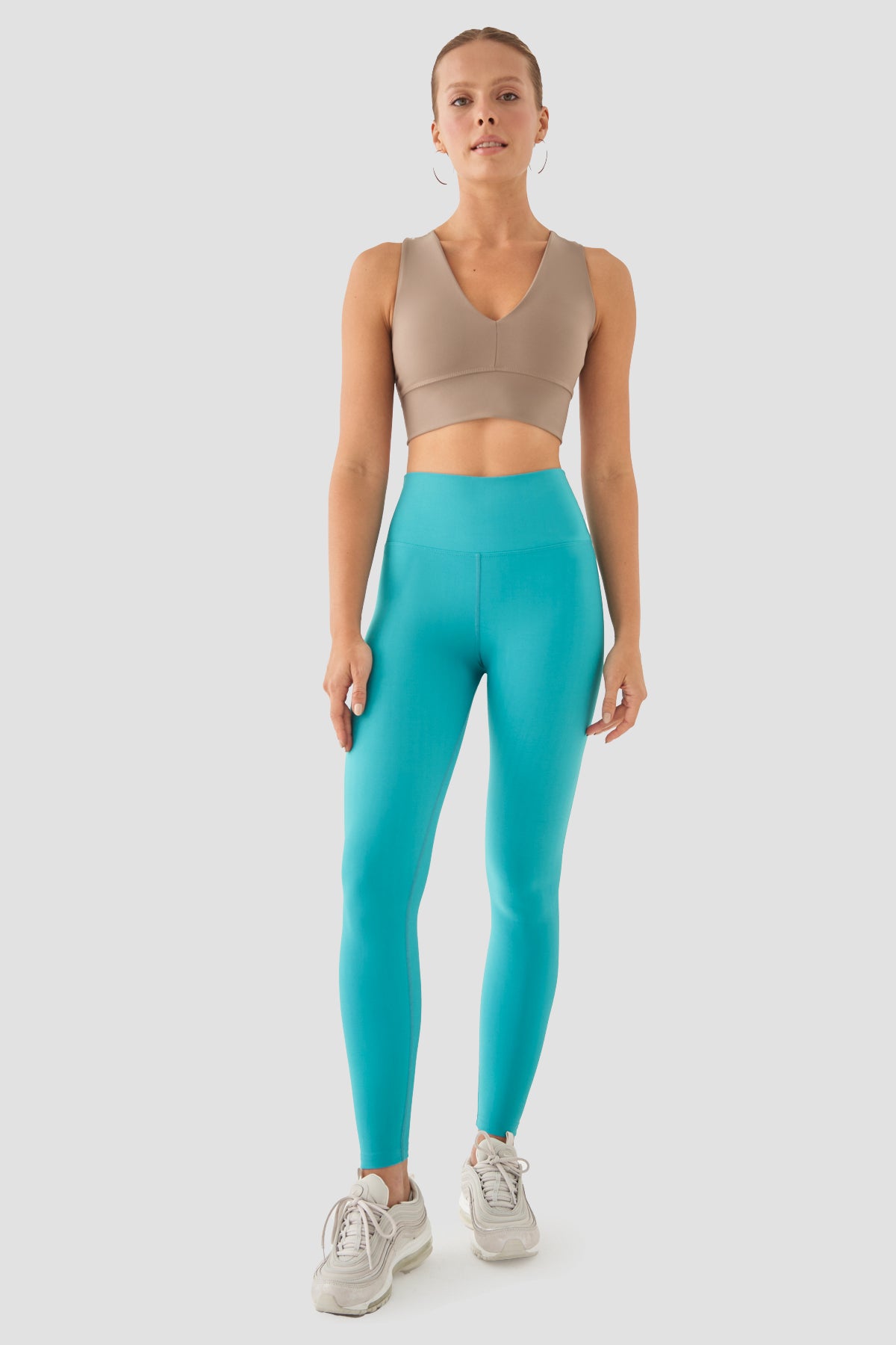 Popi Yüksek Bel Turkuaz Spor Tayt