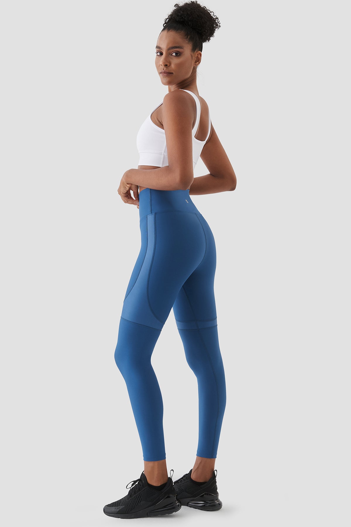 Yvonne Parlak Parça Detaylı Petrol Spor Tayt