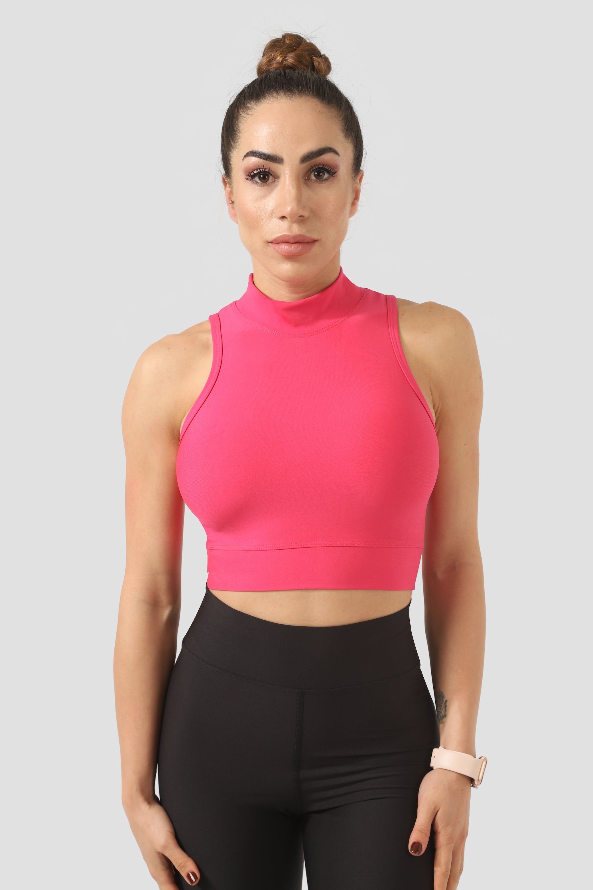 Dik Yaka Fuşya Spor Bra