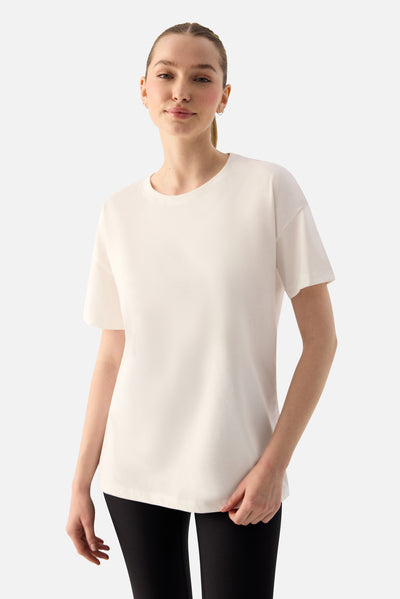 Elora Rahat Kalıp Oversize Krem Tişört