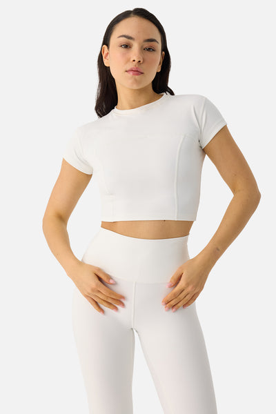 Liora Yumuşak Kumaş Ekru Crop Top