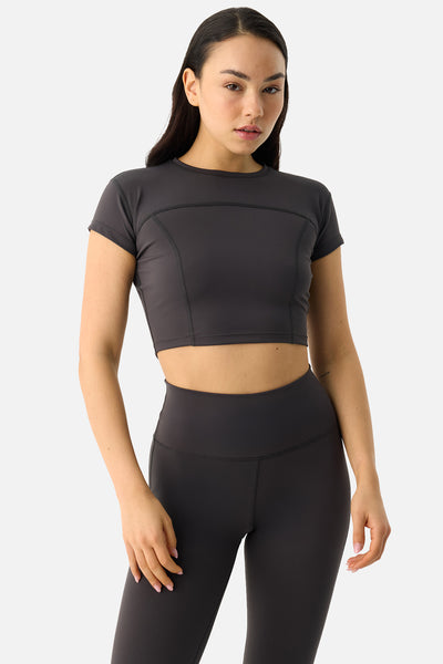Liora Yumuşak Kumaş Füme Crop Top