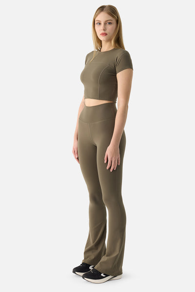 Liora Yumuşak Kumaş Geniş Paça Haki Tayt Pantolon