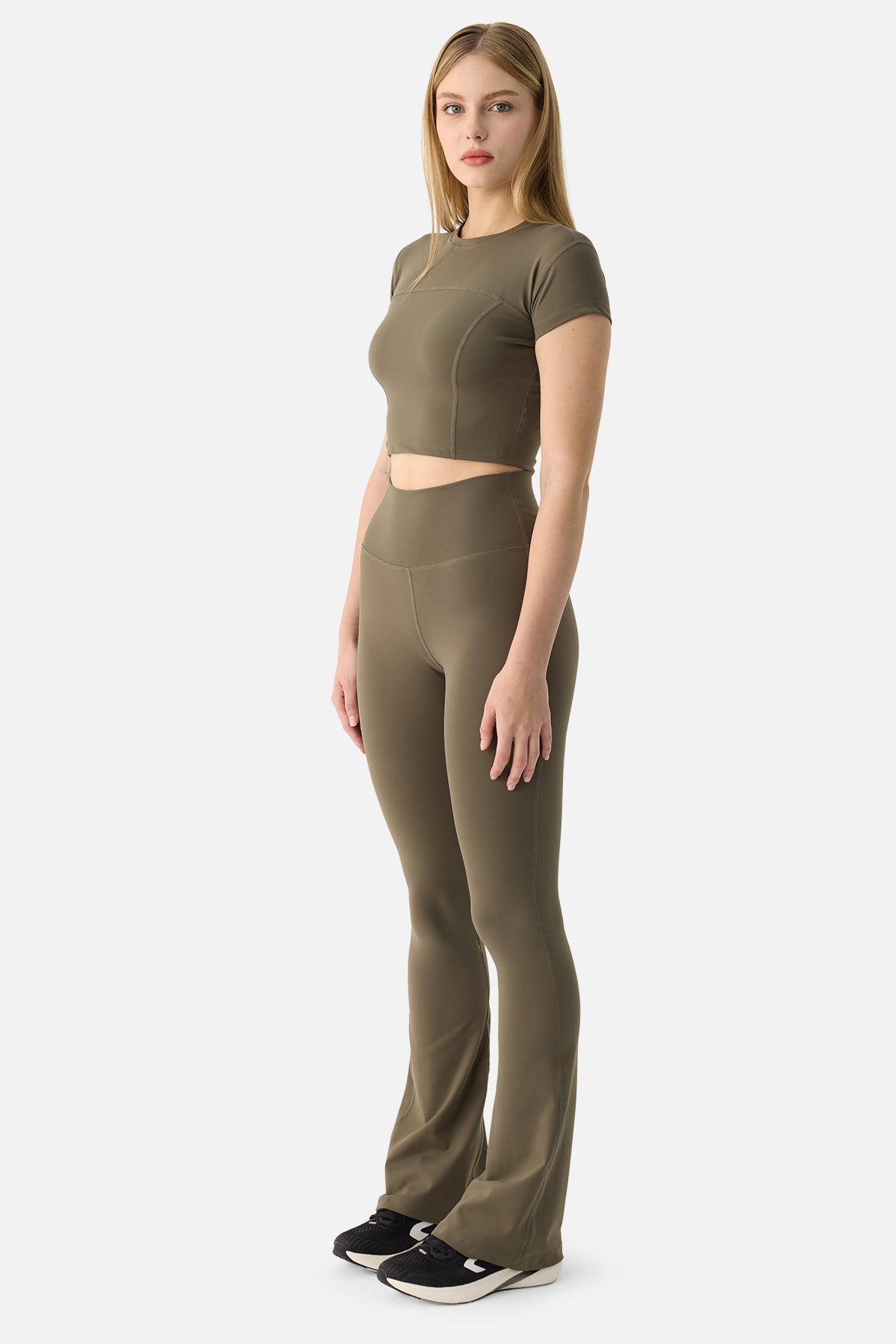 Liora Yumuşak Kumaş Haki Crop Top