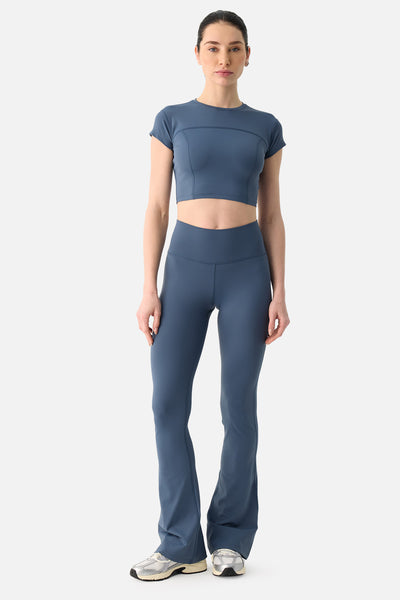 Liora Yumuşak Kumaş İndigo Crop Top