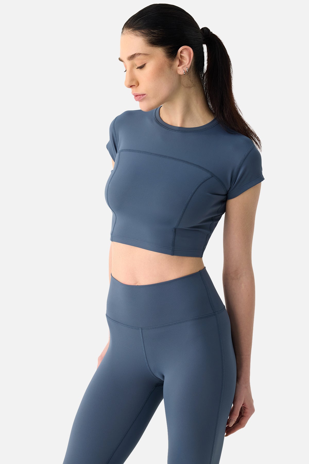 Liora Yumuşak Kumaş İndigo Crop Top