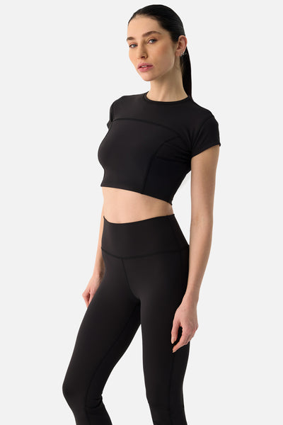 Liora Yumuşak Kumaş Siyah Crop Top