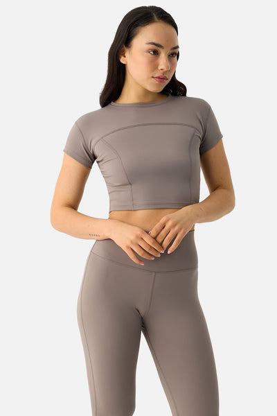 Liora Yumuşak Kumaş Taş Rengi Crop Top