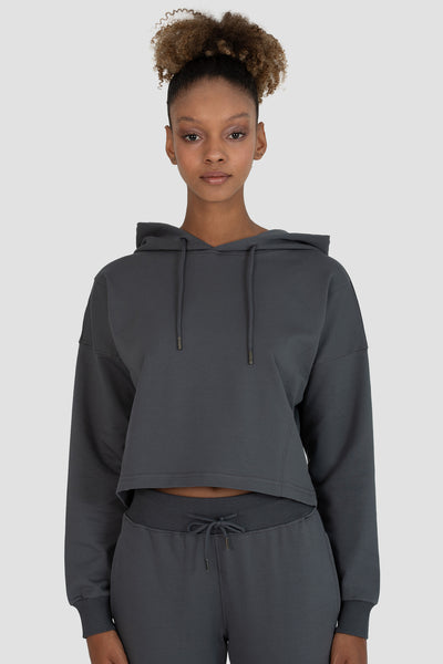 Lisa Oversize Füme Crop Hoodie