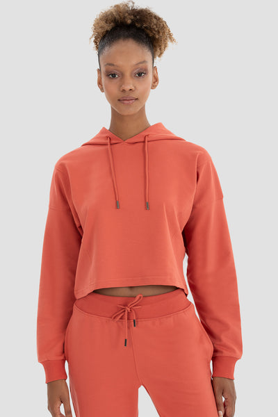 Lisa Oversize Kiremit Crop Hoodie