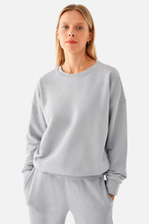 Nina Pamuklu Basic Gri Sweatshirt