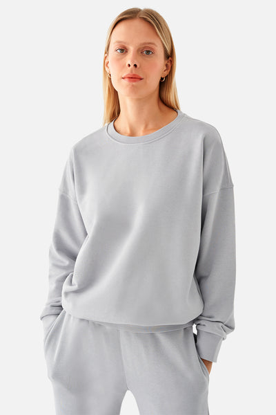 Nina Pamuklu Basic Gri Sweatshirt