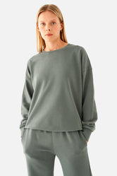 Nina Pamuklu Basic Haki Sweatshirt