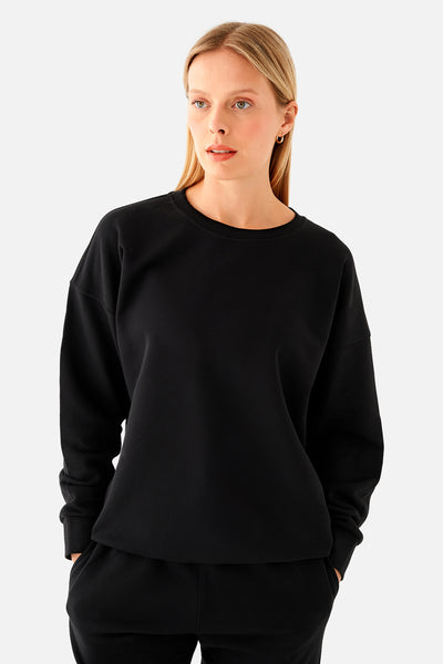 Nina Pamuklu Basic Siyah Sweatshirt