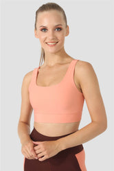 Square Neck Şeftali Spor Büstiyer